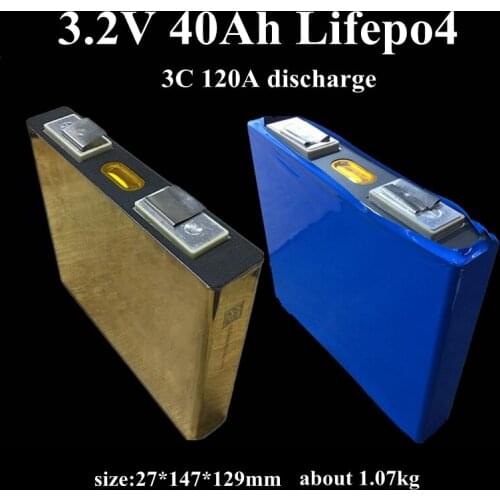8pcs rechargeable 3.2v 40Ah lifepo4 lithium battery 3C 120A discharge for 12V 24V 40Ah battery pack diy solar panel inverter