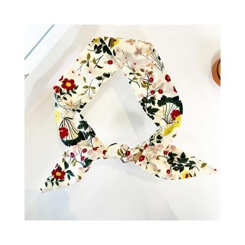 90*5cm New Korean-Style Simple Floral Print Fashion All-match Womens Small Neckerchief Scarf