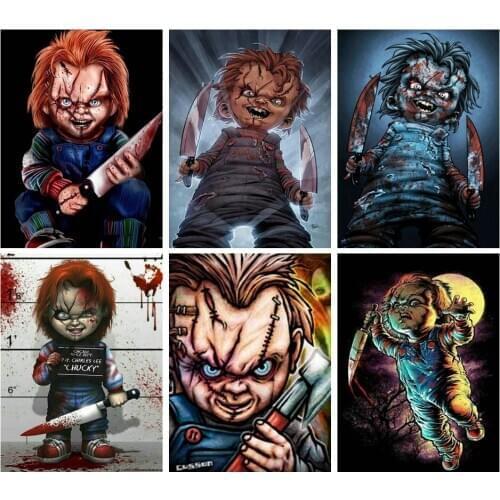 5D DIY Diamond Painting Horror Muppet Killer Chuky Full Drill Embroidery Cross Stitch Mosaic Home Decor Craft Kit Halloween Gift