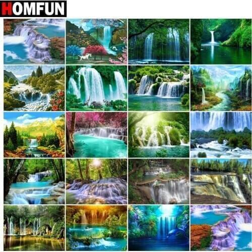 HOMFUN Full Square/Round Drill 5D DIY Diamond Painting "Beautiful scenic waterfall"3D Embroidery Cross Stitch 5D Home Decor Gift