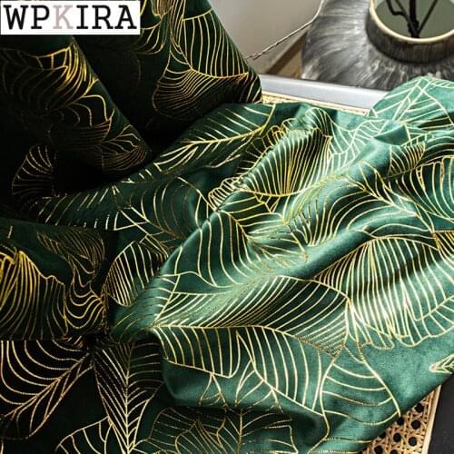 American Gold Leave Curtain for Living Room Dark Green Drape Half Door Kitchen Window Bedroom Partition Blinds S048#D