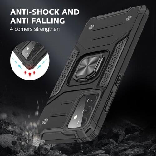 Magnetic Metal Ring Stand Armor Shockproof Case For Samsung Galaxy A52 A72 A32 A12 A42 A22 A82 A02S A02 PC + Soft TPU Back Cover