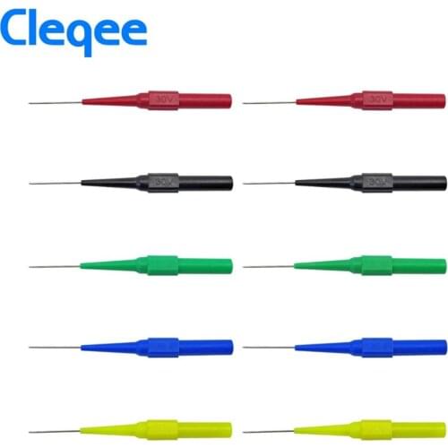 Cleqee P5007 10pcs Insulation Piercing Needle Non-destructive Multimeter Test Probes Red/Black