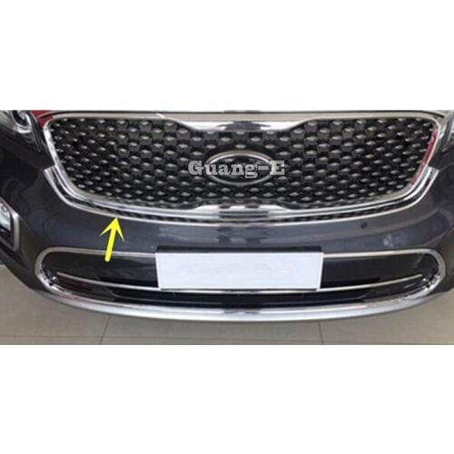 For Kia Sorento L 2015 2016 2017 Car ABS Chrome Front Engine Machine Grille Grid Grill Upper Hood Stick Lid Trim Lamp 1pcs