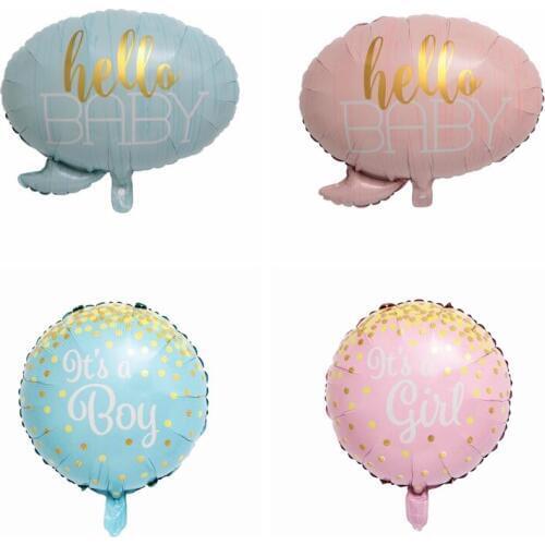 Hello Baby Gold Letter Bubble Shape Foil Balloon Pink Blue Helium Balloon for Boy Girl Baby Shower 1st Birthday Party Decoration