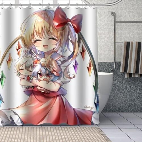 Hot Custom Japanese Anime Remilia Scarlet Curtains Polyester Bathroom Waterproof Shower Curtain With Plastic Hooks More Size