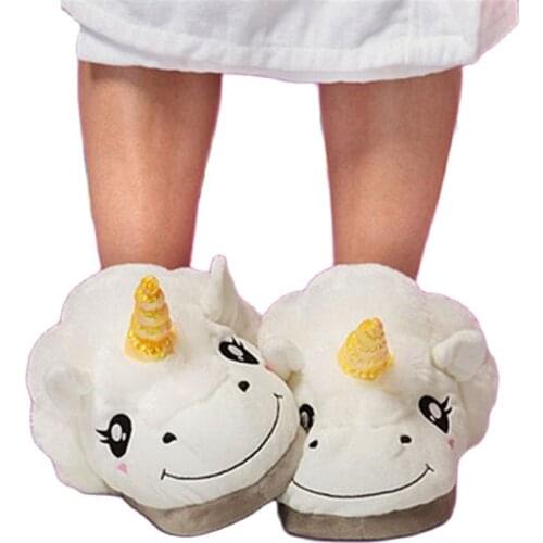 Hongmiao Unicorn Kids Slippers Winter Warm Cartoon For Boys Girls Plush Family Slippers Mother Daughter pantufas de pelucia