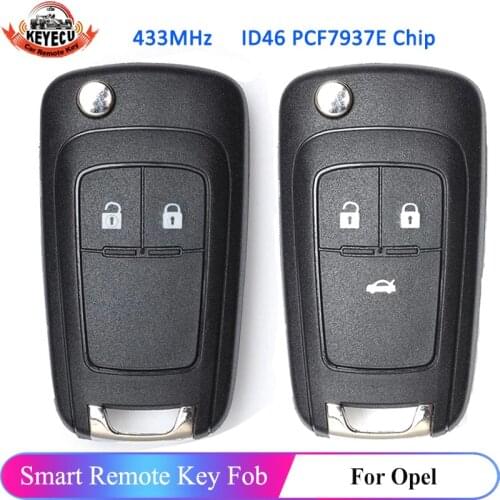 KEYECU OEM 2 3 Button 433MHz Remote Key for Opel Vauxhall Astra J Corsa E Insignia Zafira C 2009 2010 2011 2012-2016 Chip ID46