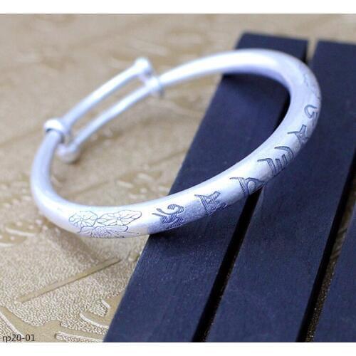 KJJEAXCMY Boutique jewelry Football silver 990 national style lady back drawing lotus six character mantra buddhism