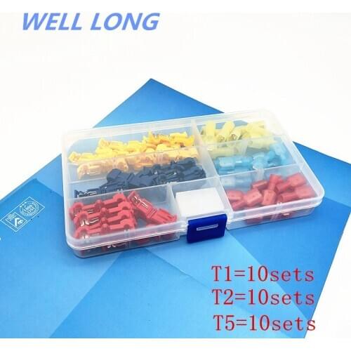 T1/2/5 T-type Quick Disconnects Break-free Terminal Blocks Wire Connector Splitter Clips Kit