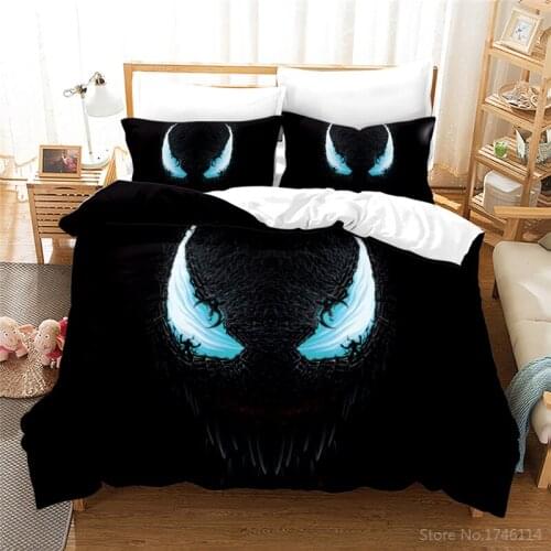 Disney Marvel 3D Venom Bedding Set Queen King Size Comforter Cover Pillowcase Set Soft Duvet Cover Set for Kids Boys Adults Gift