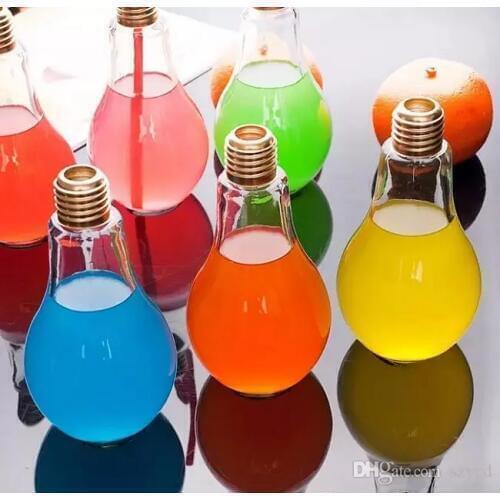 Creative Eye-catching Light Bulb Shape Tea Fruit Juice Drink Bottle Cup Plant Flower Glass Vase Home Office Desk Decoration