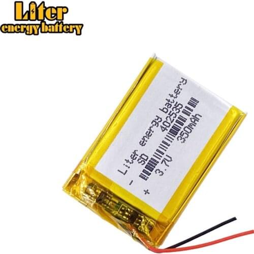 3.7V polymer lithium battery 402535 350Mah Rechargeable Li-ion Cell For GPS car recorder MP3 electronic dog MP4 MP5 Smart Watch