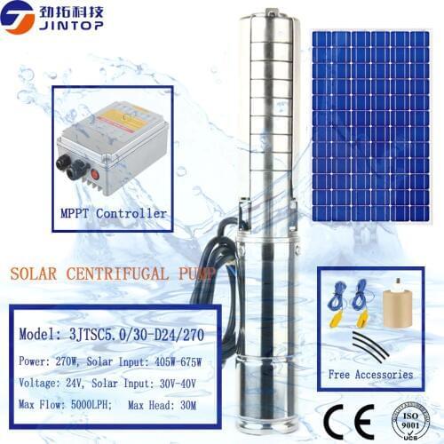 MODEL 3JTSC5.0/30-D24/270) JINTOP SOLAR DC BRUSHLESS SCREW PUMP Water Pump 3000L/H 30M Head Stainless Steel Solar Submersible