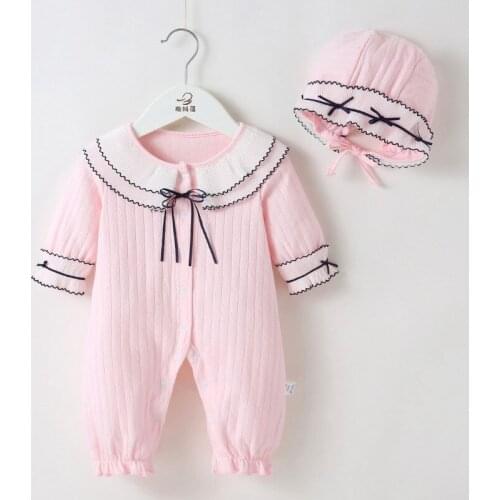 Fashion Baby Girl Spring Clothes 2021 New Style Baptism Christmas Dropshipping Newborn Girls Clothing Romper+Cap Girl Clothing