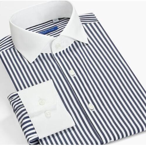 Smart Five Pactch Striped Shirt Men Long Sleeves Slim Fit England Windsor collar Dress Shirt Formal Business 2020 Autumn