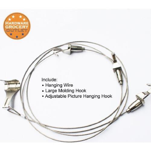 Exhibition Art Hanging System Gallery Large Picture Photo Paint Display Kit Wire Molding Hook Hanger Stainless Steel 2.5m 6pcs