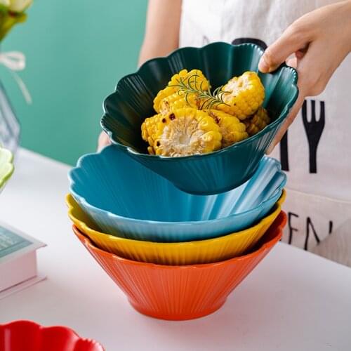 2021 new creative ceramic underglaze colorful chrysanthemum trumpet bowl modern home kitchen utensils ramen bowl