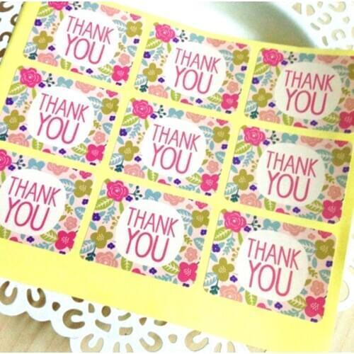 Wholesale stickers fresh flowers THANKYOU thanks to the sealing paste DIY gift packaging decoration 180pcs