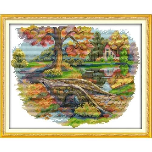 Autumn scenery cross stitch kit aida 14ct 11ct count printed canvas stitches embroidery DIY handmade needlework