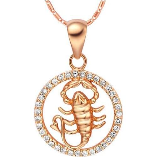 Cancer Constellation Pendant Rose Gold Filled Womens Mens Pendant Chain Micro Paved