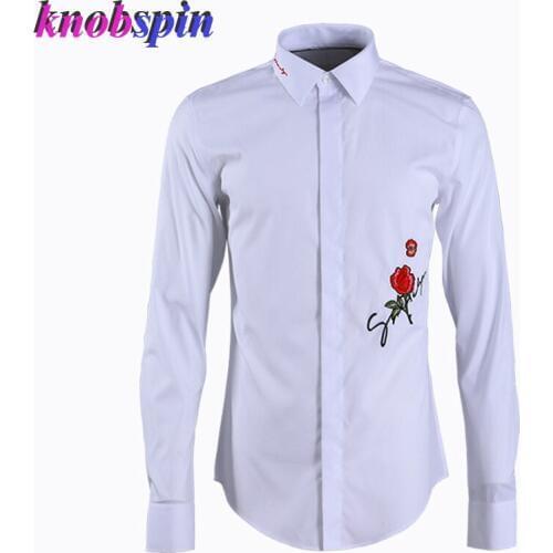 Top Brand Shirt men 2019 New Long sleeve Slim Chemise homme Elegant Embroidery Solid Camisas masuclina Business male shirts 4XL