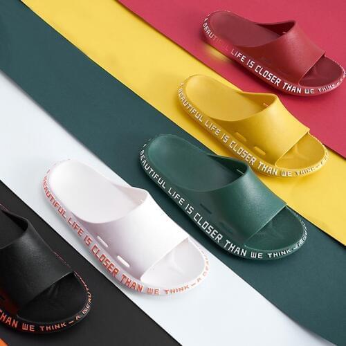 Women Slippers Slide Sandals Summer Beach Slides Cartoon Words Flip Flops Non-slip Women Men Lovers Outdoor Home Casual Shoes