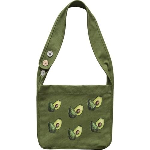 Shoulder Slung Handbag Messenger Bag Avocado Casual Tote Bag New Design Original Korean Niche Chic Simple Hasp Canvas Bag #30