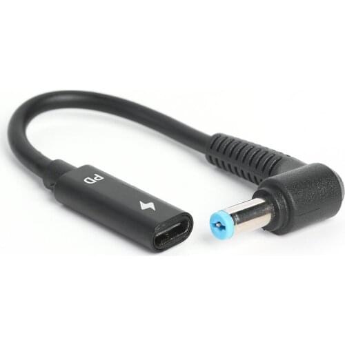 USB Type C Female to 90 Degree Right Angle DC Connector Adapter PD Charging Power Supply Charger Converter Cable for Laptop