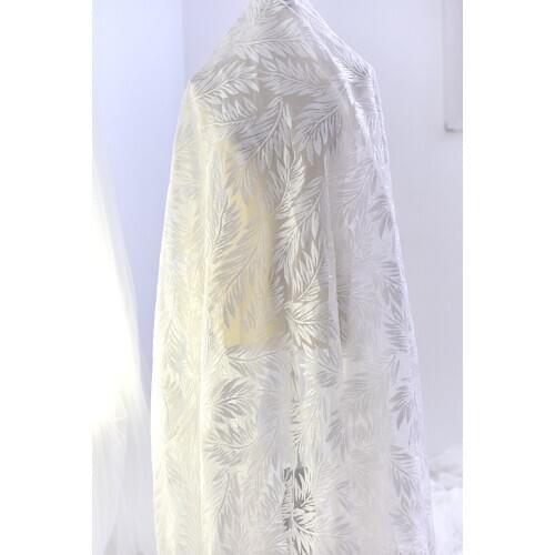 Feather shape sequins embroidery fabric 5 yards for dress