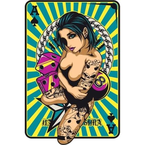 Creative Fine Motorcycle Car Sticker Stylish Beauty Poker Accessories Vinyl Reflective Waterproof Personality Decals Kk15*10cm