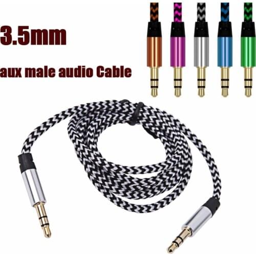 Universal 3.5mm Stereo Aux Cable Nylon Braided Auxiliary Audio Cord Adapters in Car For Smartphone Computer AUTO Music Player