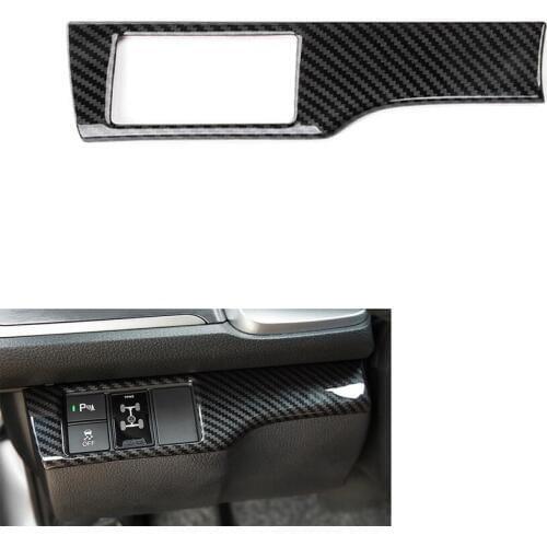 YAQUICKA Carbon Fiber ABS Car Interior Front Light Lamp Adjust Switch Panel Frame Trim Sticker For Honda Civic 2016 2017 LHD
