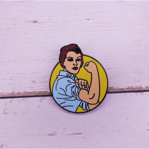 We Can Do It Badge Iconic Womans Fist Brooch Symbol Of Female Power and Industry Enamel Pin Feminist Jewelry
