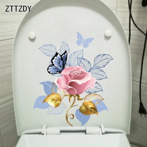 ZTTZDY 19.3CM×22.9CM Flower Art Fashion Home Wall Decoration Classic Toilet Sticker WC Accessories T2-0895