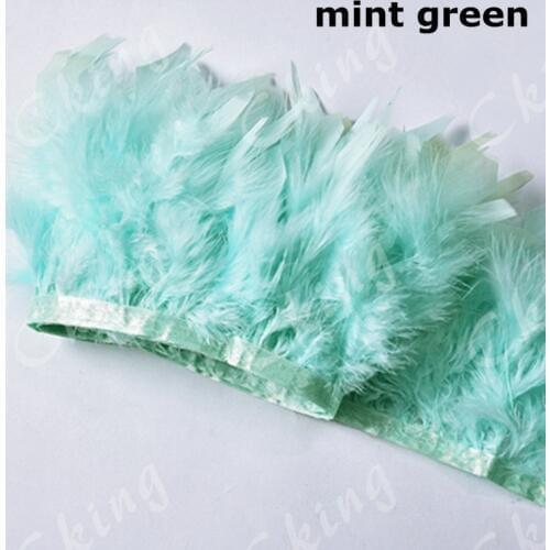 10meter Natural Mint Green turkey feather Trimming height 10-15cm feathers ribbon for DIY wedding party dresss decoration craft