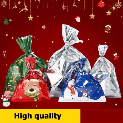 100Pieces Christmas Plastic Bags Christmas Candy Bags Party Favor Bags Snowman Christmas tree Bags for Christmas Party Favor