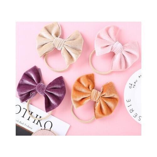 5 inches Baby Girl Headband Velvet Newborn big Bow Head Band Infant Thin Nylon Headbands Soft Hairband Toddler Spring Summer Hai