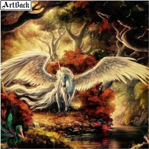 5d diy diamond painting unicorn wings, full square drill, diamond embroidery, 3d, round diamond mosaic, wall sticker, animal