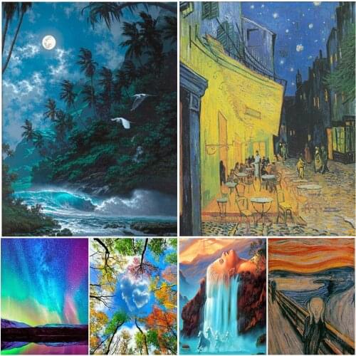 5D DIY Diamond Painting Landscape Waterfall Trees Full Drill Rhinestone Embroidery Cross Stitch Kit Mosaic Picture Decoration