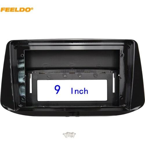 FEELDO Car 2Din 9" Audio Face Plate Fascia Frame For Hyundai I-30 2018 Big Screen Radio Stereo Panel Dash Mount Refitting Kit