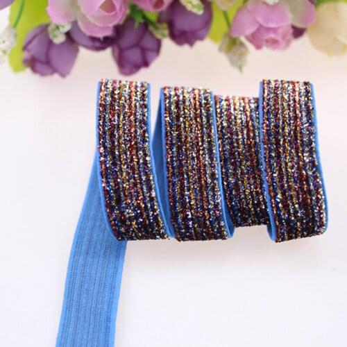Free shipping 50 yards/color/lot, 5/8" 16mm #B-123 glitter elastic for hair tie, high quality frosted glitter elastic