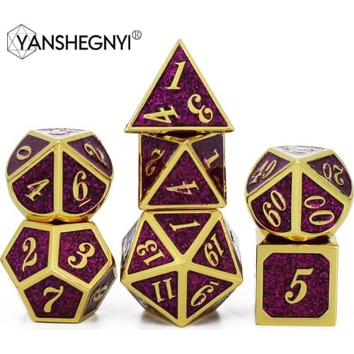 Glitter DnD Metal Dice RPG MTG Dice Italics Font Dice Include Dice Pouch for Tabletop RPGs