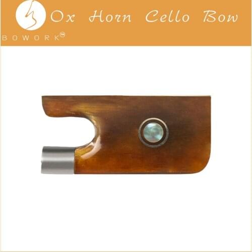 BOWORK Yellow OX Horn Cello Bow Frog Cello Replacement Cello Bow Parts For Cellist W/Parisian Eye Inlay