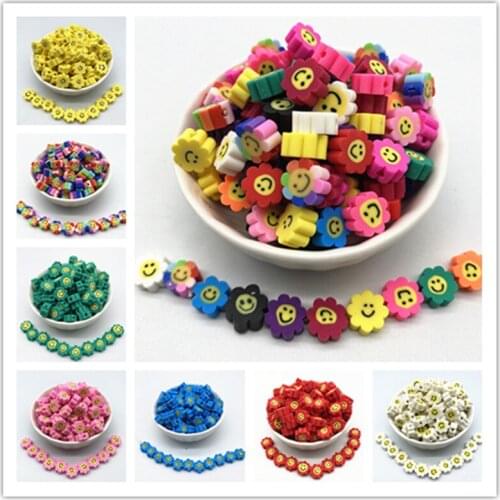 30pcs/Lot Sunflower Shape Clay Spacer Beads Polymer Clay Beads For Jewelry Making DIY Handmade Accessories