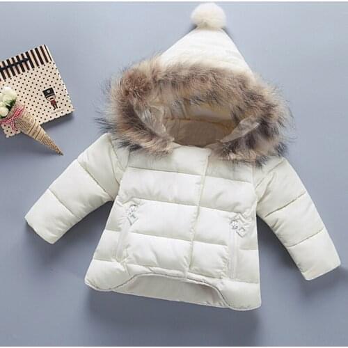 Kids snowsuit baby girls winter coat infant new year children clothing fur collar hooded thick jacket baby girl boy clothes 0-6Y