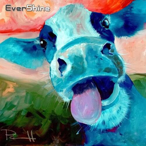 EverShine 5D DIY Diamond Painting Cartoon Child Hobby Needlework Diamond Embroidery Cow Bead Mosaic Art Kits Wall Decors