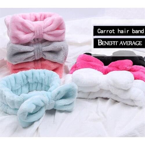 Flannel Cosmetic Headbands Soft Bowknot Elastic Hair Band Hairlace for Washing Face Shower Spa Makeup Tools