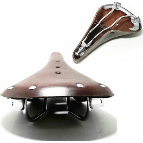 G98-C MTB Retro Vintage Bicycle Saddle Pure cowhide Leather Road Bike Mountain Cushion Cycling Saddle Bike Seat 28*17*5CM