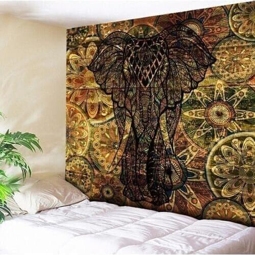 Indian Elephant Tapestry Wall Hanging Bohemian Tapestries Animal Hippie Couch Blanket Retro Home Decor Beach Towel 200cmx150cm